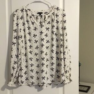 Talbots Black Bow Print Blouse